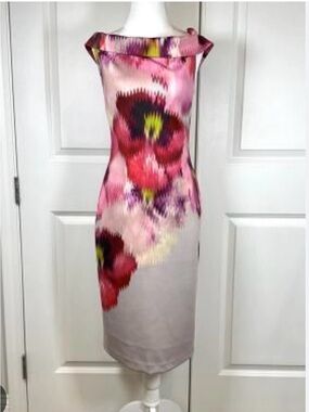 Ted Baker London Pink Floral Midi Sheath Dress